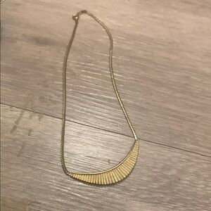 Gold Crescent Necklace with Delicate Chain and Textured Pendant